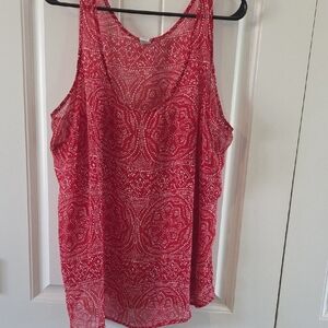 Old Navy Red and White Patterned Top
